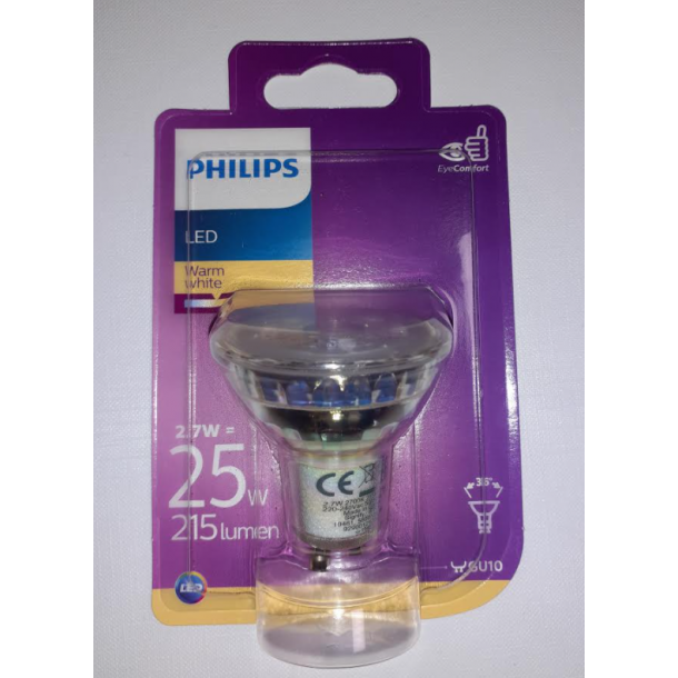 Philips LED GU10 2,7w=25w - Pære - El